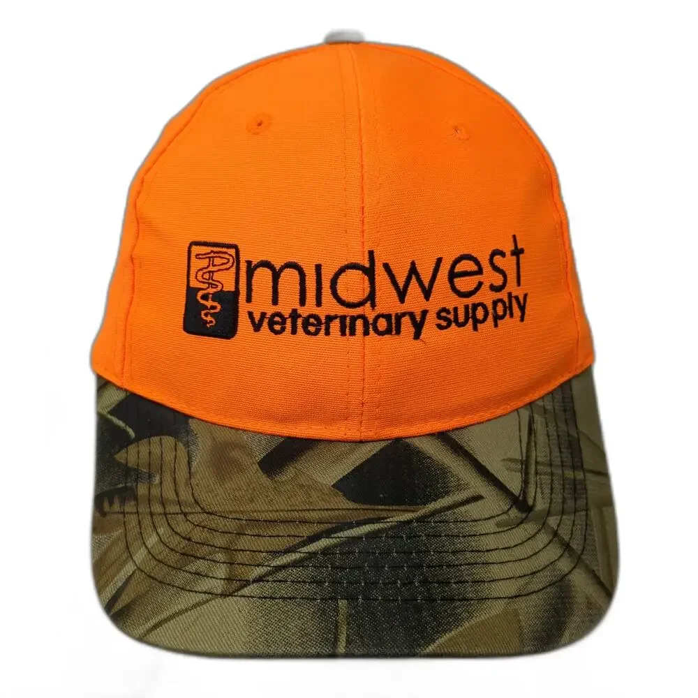 Midwest Veterinary Supply Baseball Cap Orange One Size Camo Hat Strapback UPF